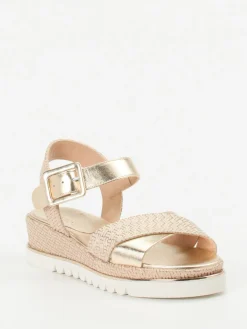 – Keilsandalette aus Metallicleder Rosé-Beige-Mannori Best