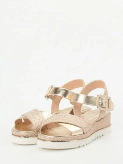 – Keilsandalette aus Metallicleder Rosé-Beige-Mannori Best