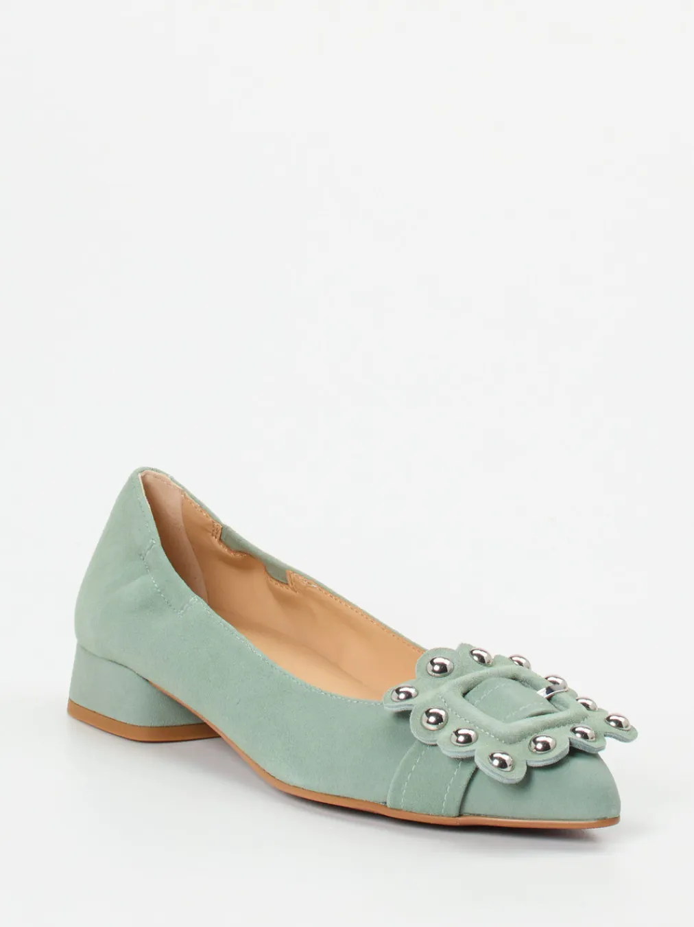 – Ballerinas aus Veloursleder Salbei-Maripé