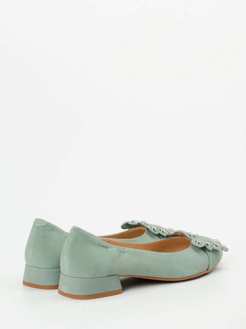 – Ballerinas aus Veloursleder Salbei-Maripé