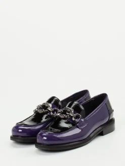 – Loafer aus Lackleder in Violett-Schwarz-Maripé New