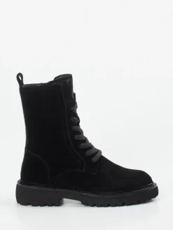 – Schnürboots aus Veloursleder-Maripé