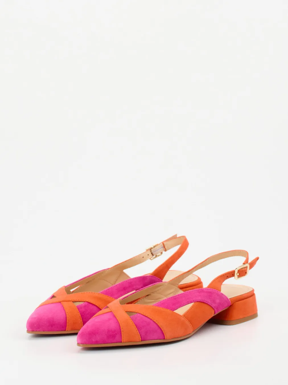 – Slingback-Ballerinas aus Veloursleder pink-orange-Maripé Clearance