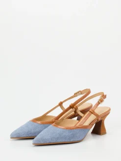 – Slingback-Pumps aus Veloursleder Denim-Maripé Discount