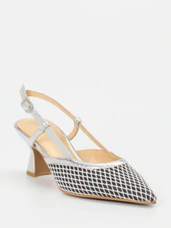 – Slingback-Pumps aus Textil in Silber-Maripé Best