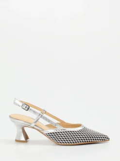 – Slingback-Pumps aus Textil in Silber-Maripé Best