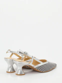 – Slingback-Pumps aus Textil in Silber-Maripé Best