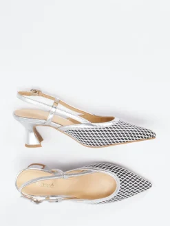 – Slingback-Pumps aus Textil in Silber-Maripé Best