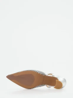 – Slingback-Pumps aus Textil in Silber-Maripé Best