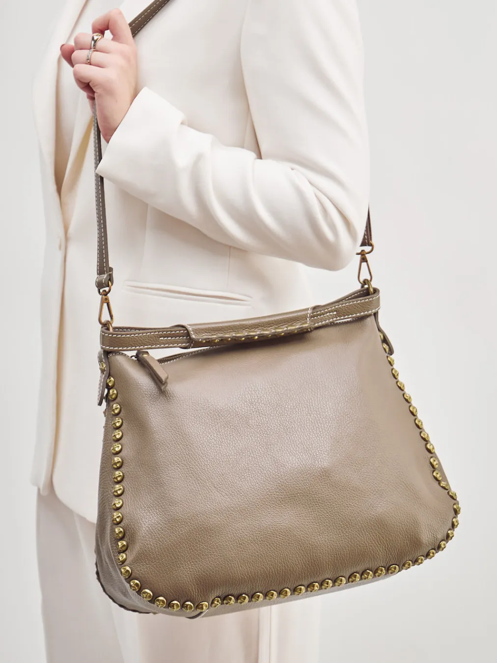– Hobo Bag aus Kalbleder in Taupe-Marlon Firenze Sale