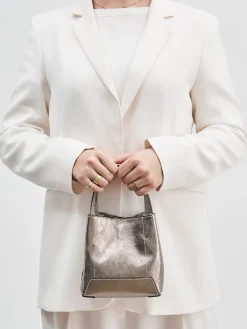 – Mini-Bucket-Bag aus Leder metallic-Marlon Firenze Outlet