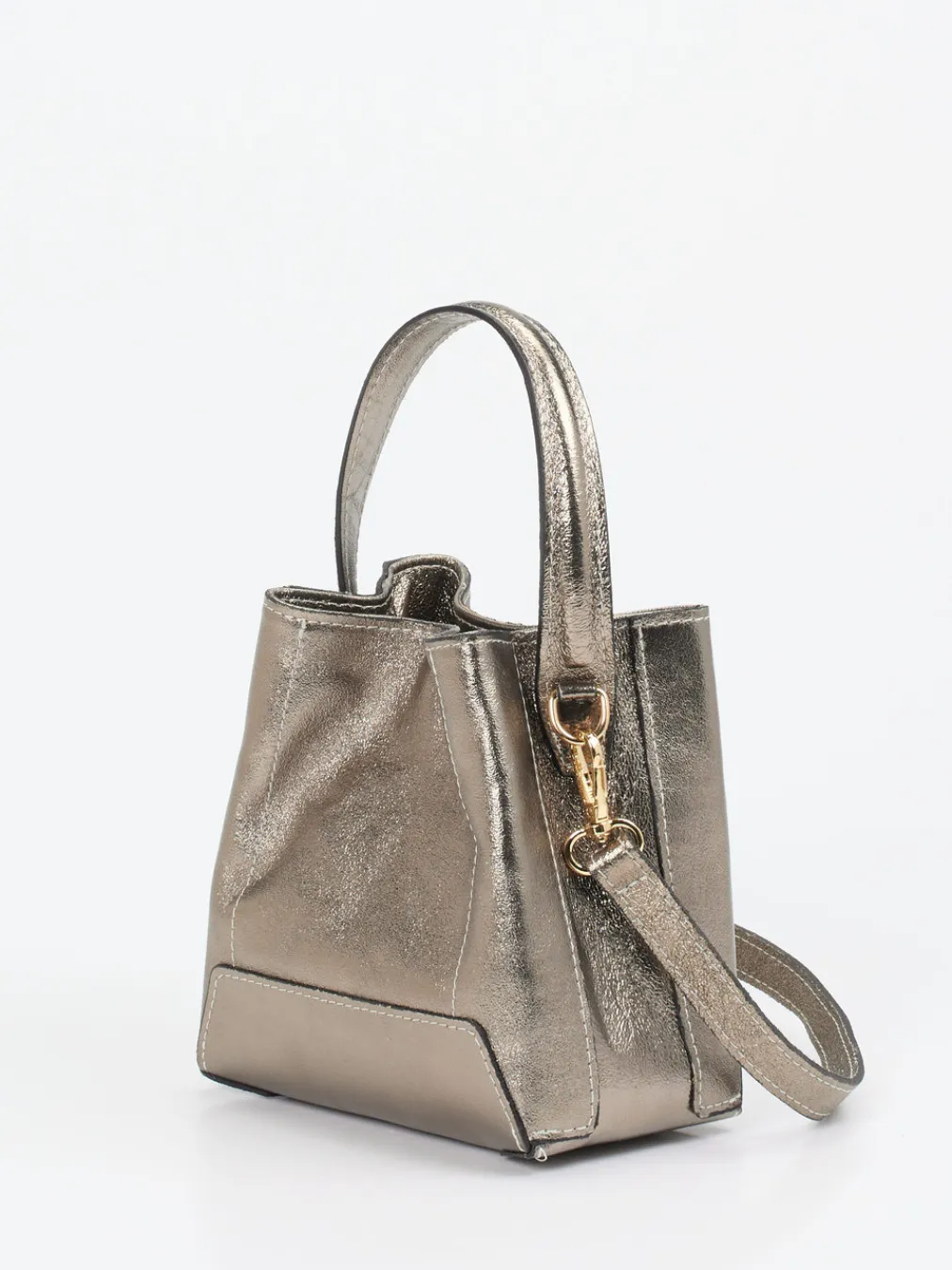 – Mini-Bucket-Bag aus Leder metallic-Marlon Firenze Outlet