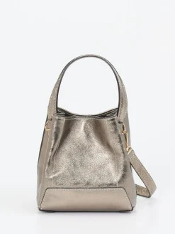 – Mini-Bucket-Bag aus Leder metallic-Marlon Firenze Outlet