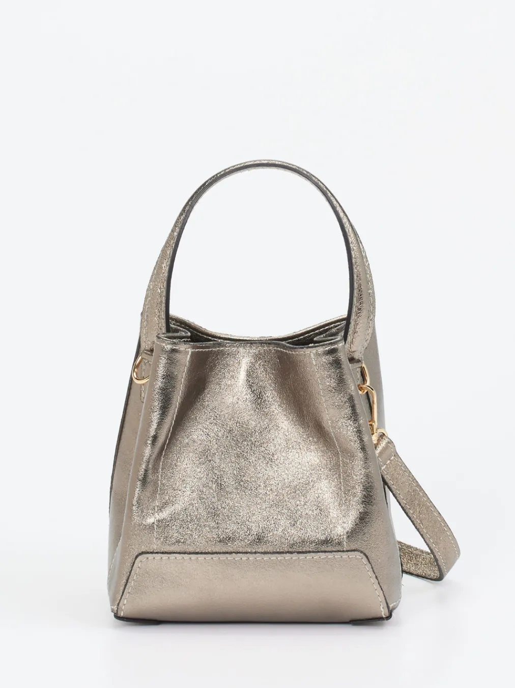 – Mini-Bucket-Bag aus Leder metallic-Marlon Firenze Outlet