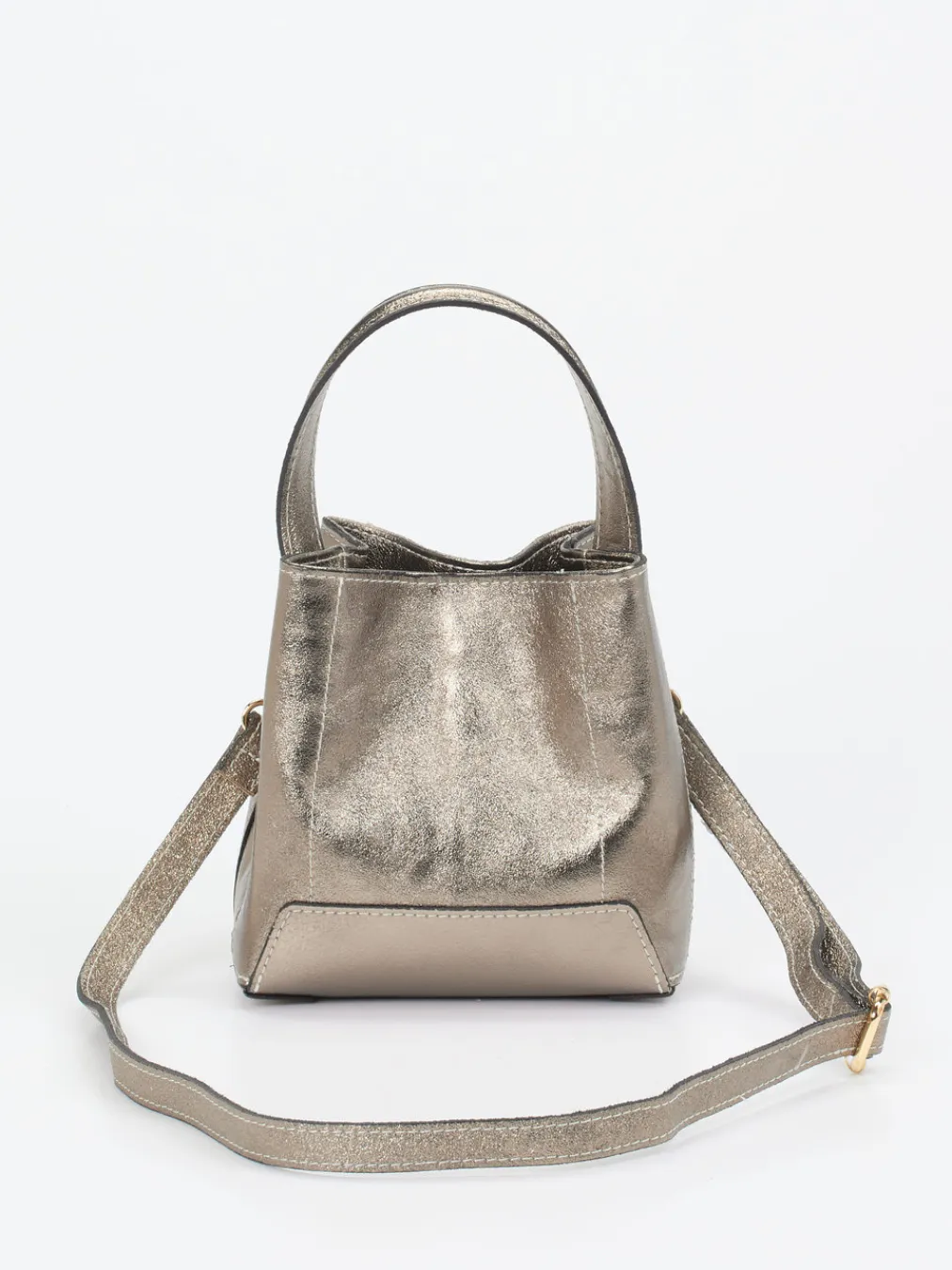 – Mini-Bucket-Bag aus Leder metallic-Marlon Firenze Outlet