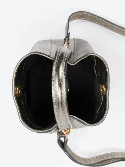 – Mini-Bucket-Bag aus Leder metallic-Marlon Firenze Outlet