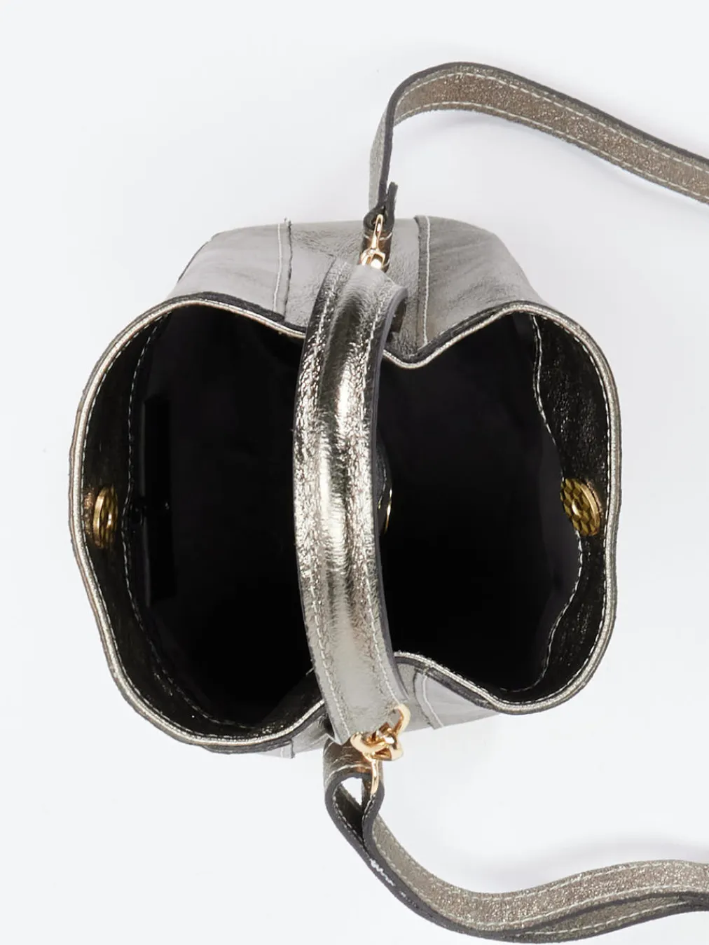 – Mini-Bucket-Bag aus Leder metallic-Marlon Firenze Outlet