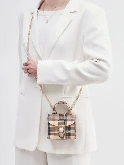 – Minitasche aus Kalbleder mit Karomuster-Marlon Firenze New