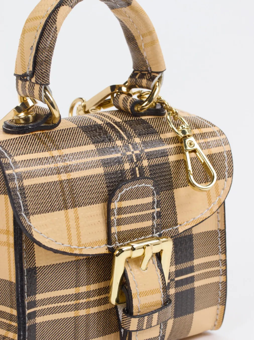 – Minitasche aus Kalbleder mit Karomuster-Marlon Firenze New