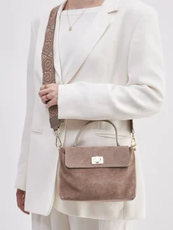 – Top Handle Bag aus Kalbleder Taupe-Marlon Firenze Clearance