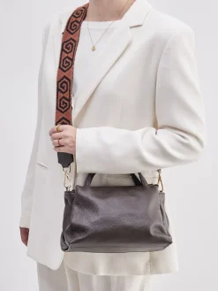 – Umhängetasche aus Kalbleder Dunkelbraun-Marlon Firenze Clearance