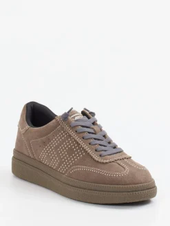 – Low-Top Sneaker aus Veloursleder in Taupe-MRP Discount