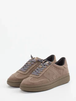 – Low-Top Sneaker aus Veloursleder in Taupe-MRP Discount
