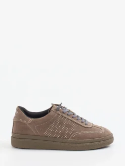 – Low-Top Sneaker aus Veloursleder in Taupe-MRP Discount