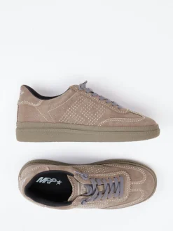 – Low-Top Sneaker aus Veloursleder in Taupe-MRP Discount