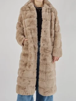 – Kunstfellmantel aus Textil in Beige-NotyZ Sale