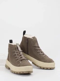 Palladium – Schnürboots aus Veloursleder in Taupe-Palladium Unisex Sale