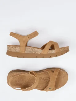 – Keilsandalette aus Veloursleder cognac-Panama Jack New