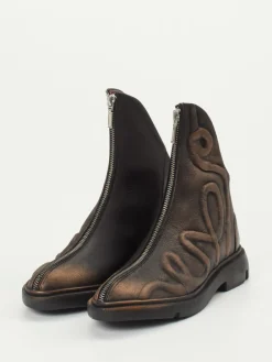 – Stiefeletten aus Metallic-Kalbleder bronzebraun-Papucei Outlet