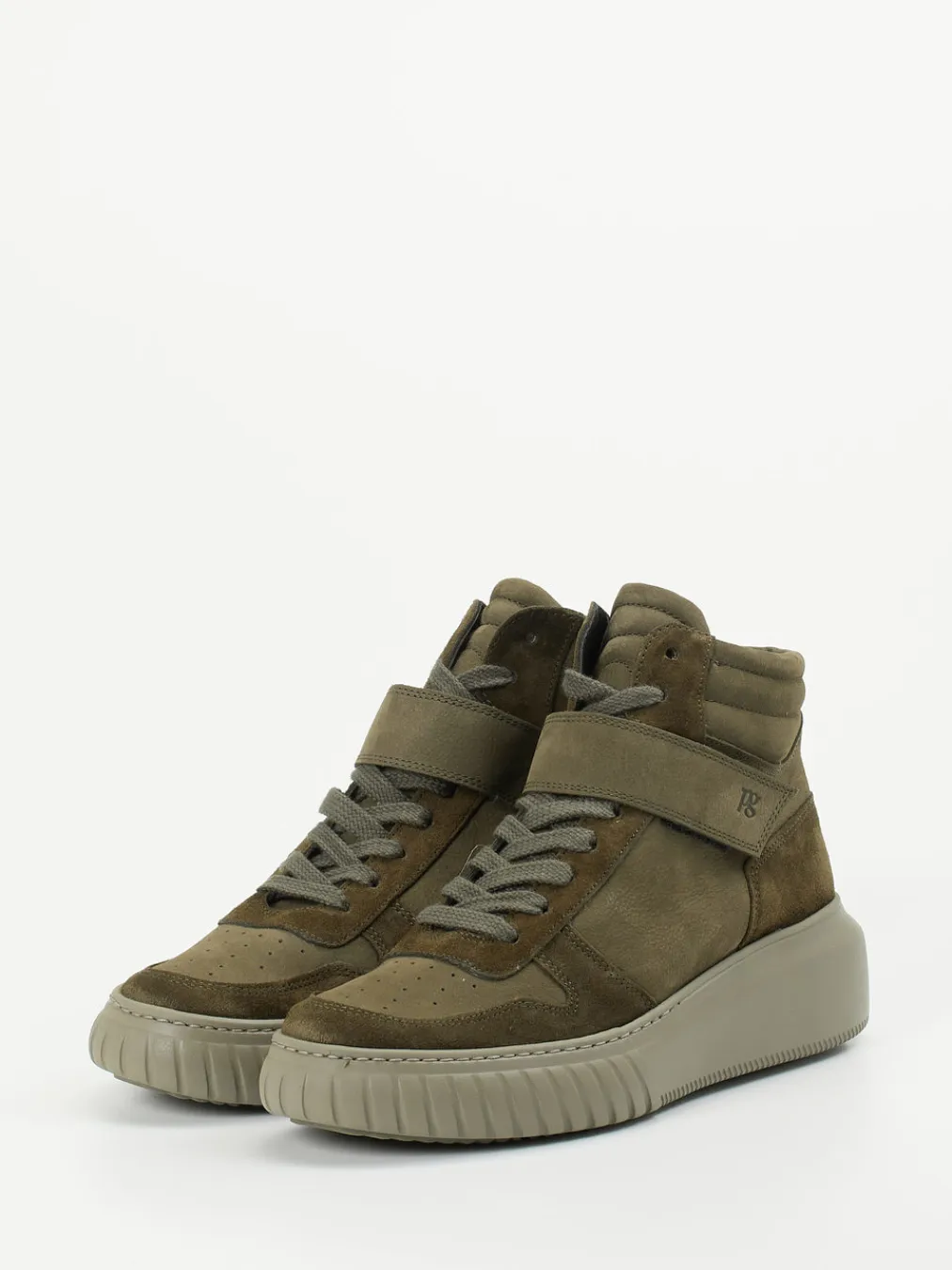– High-Top-Sneaker aus Veloursleder oliv-Paul Green