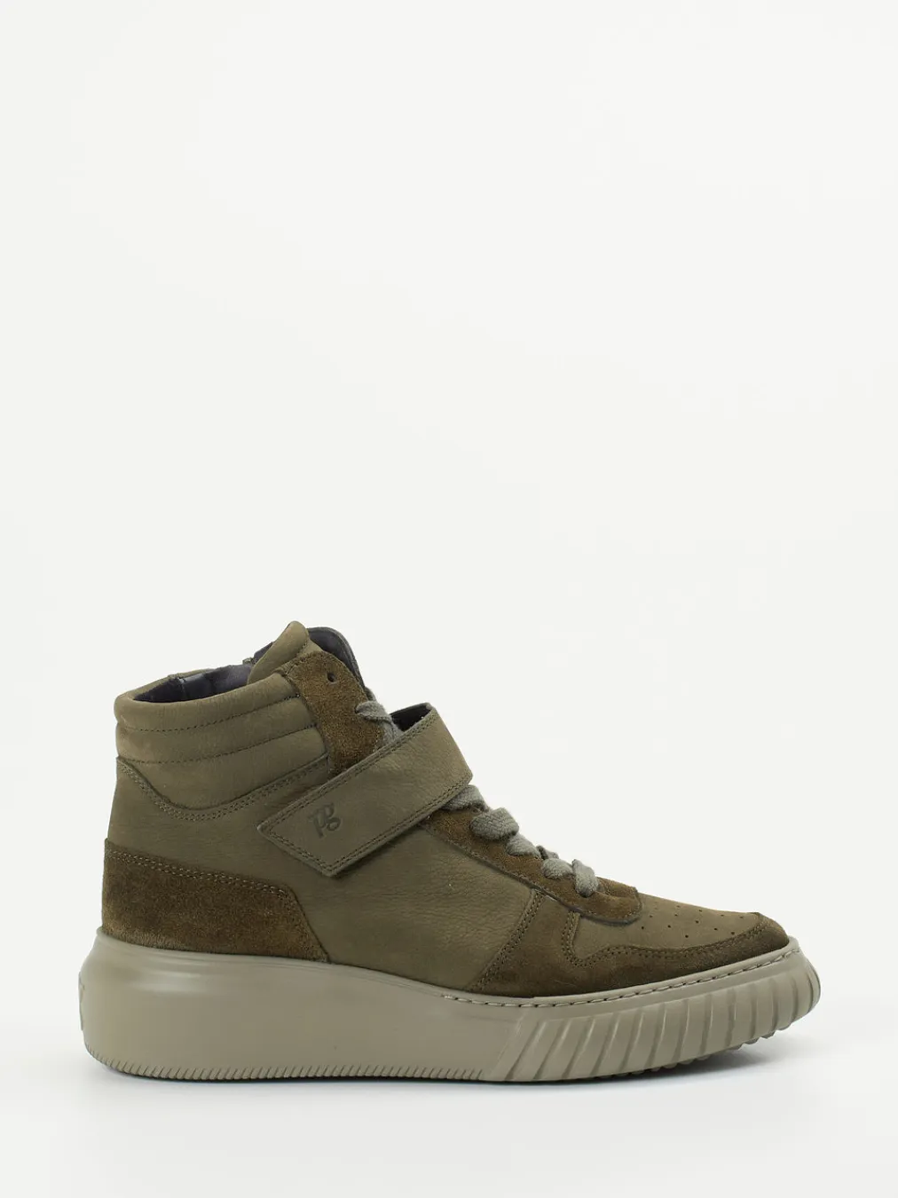 – High-Top-Sneaker aus Veloursleder oliv-Paul Green
