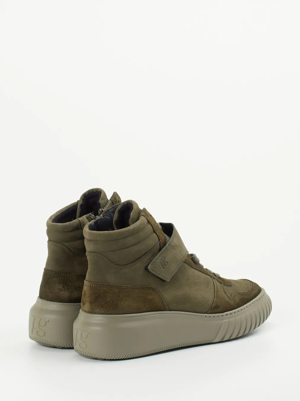 – High-Top-Sneaker aus Veloursleder oliv-Paul Green