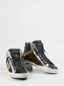 – High-Top Sneaker aus Leder mit Glitzer-Philippe Model Hot