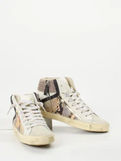 – High-Top Sneaker aus geprägtem Leder beige-Philippe Model Discount
