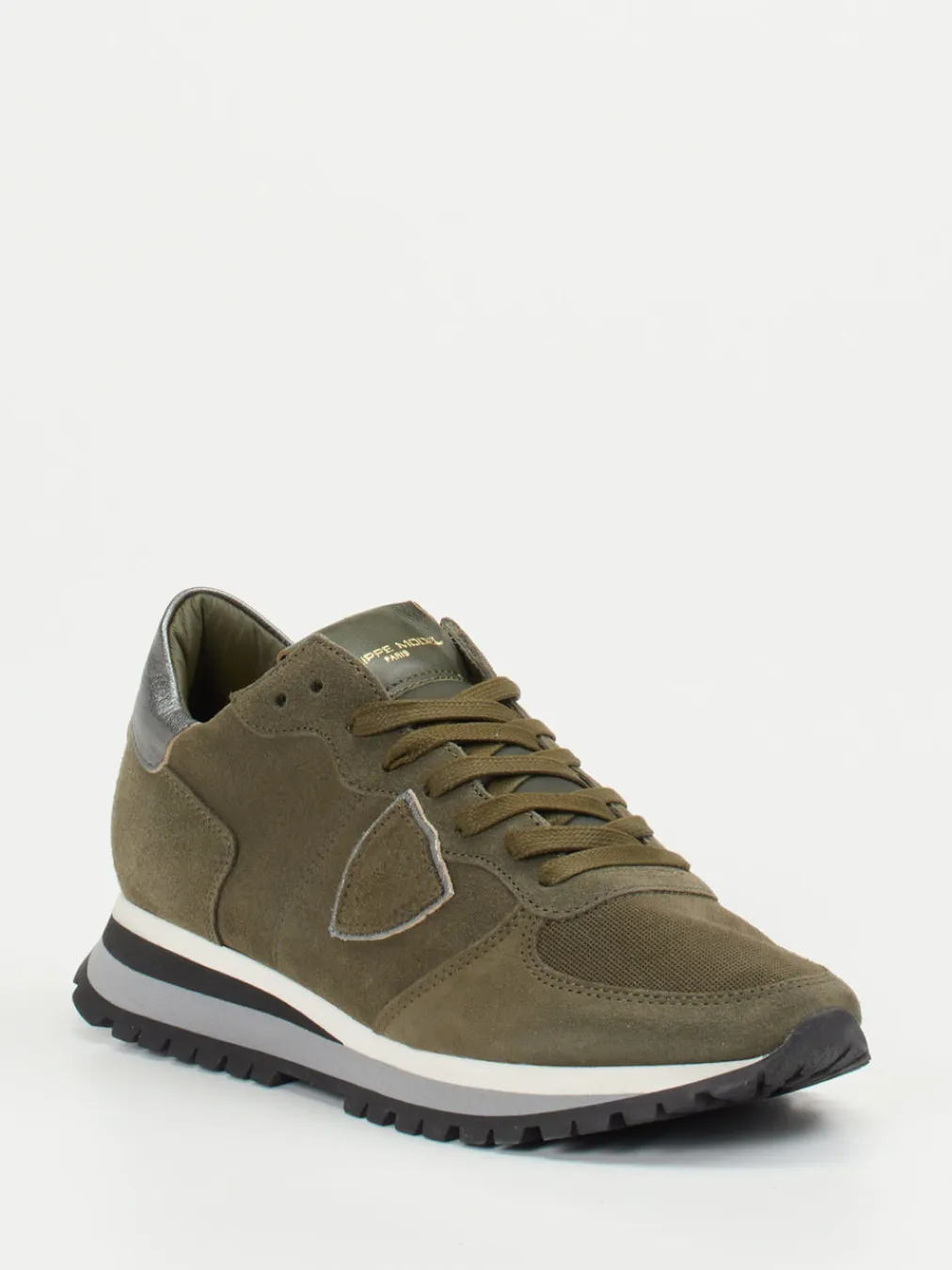– Sneaker aus Veloursleder Oliv-Philippe Model Discount
