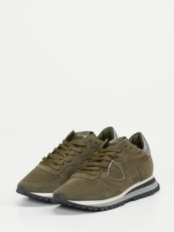 – Sneaker aus Veloursleder Oliv-Philippe Model Discount