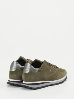 – Sneaker aus Veloursleder Oliv-Philippe Model Discount