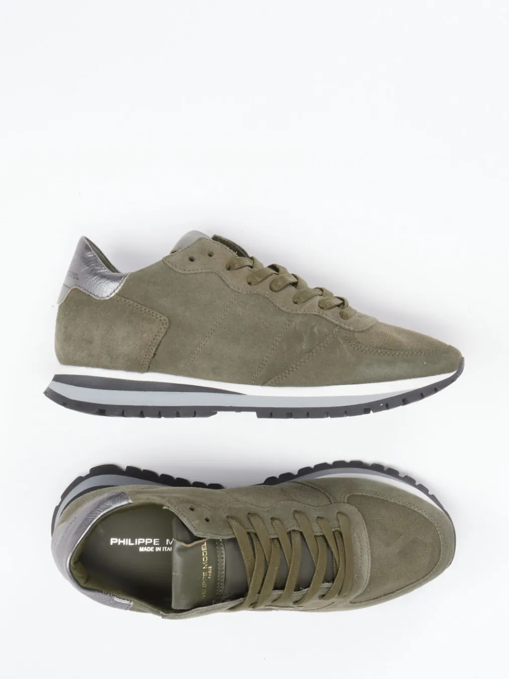 – Sneaker aus Veloursleder Oliv-Philippe Model Discount