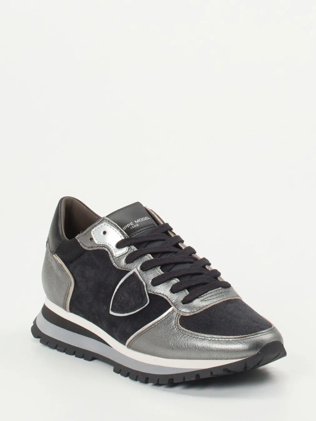 – Sneaker aus Veloursleder und Metallicleder-Philippe Model Outlet