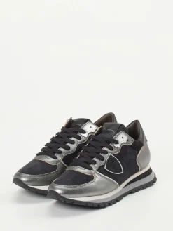 – Sneaker aus Veloursleder und Metallicleder-Philippe Model Outlet