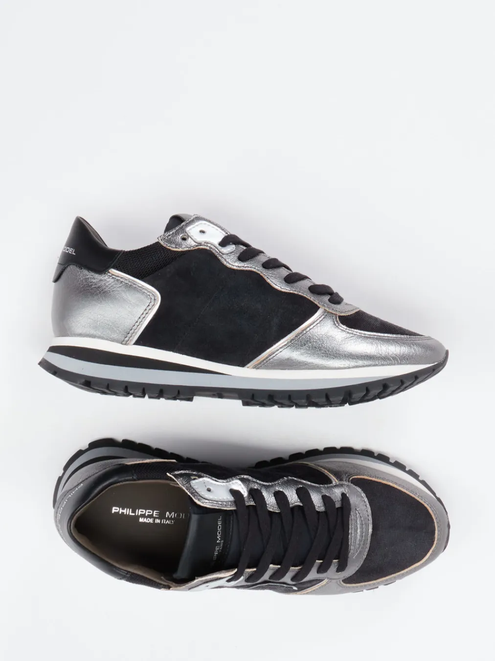 – Sneaker aus Veloursleder und Metallicleder-Philippe Model Outlet