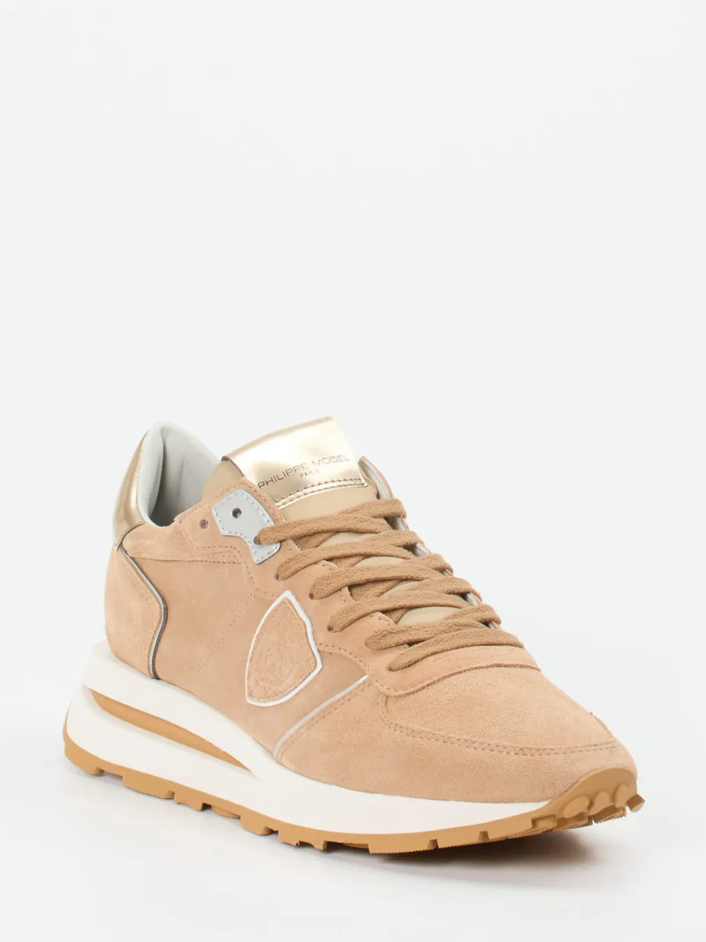 – Sneaker aus Veloursleder Sandbeige-Philippe Model Sale