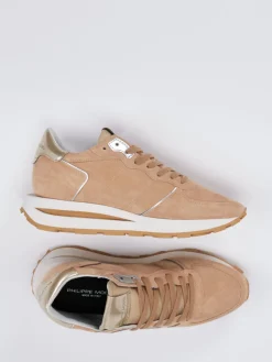 – Sneaker aus Veloursleder Sandbeige-Philippe Model Sale