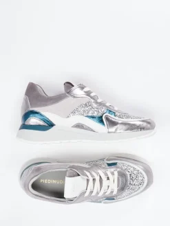 – Chunky Sneaker aus Metallicleder silber-Piedi Nudi Sale