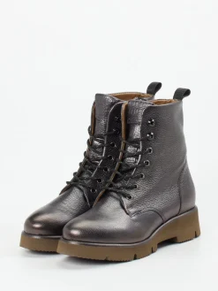 – Schnürboots aus Metallicleder anthrazit-Piedi Nudi Outlet