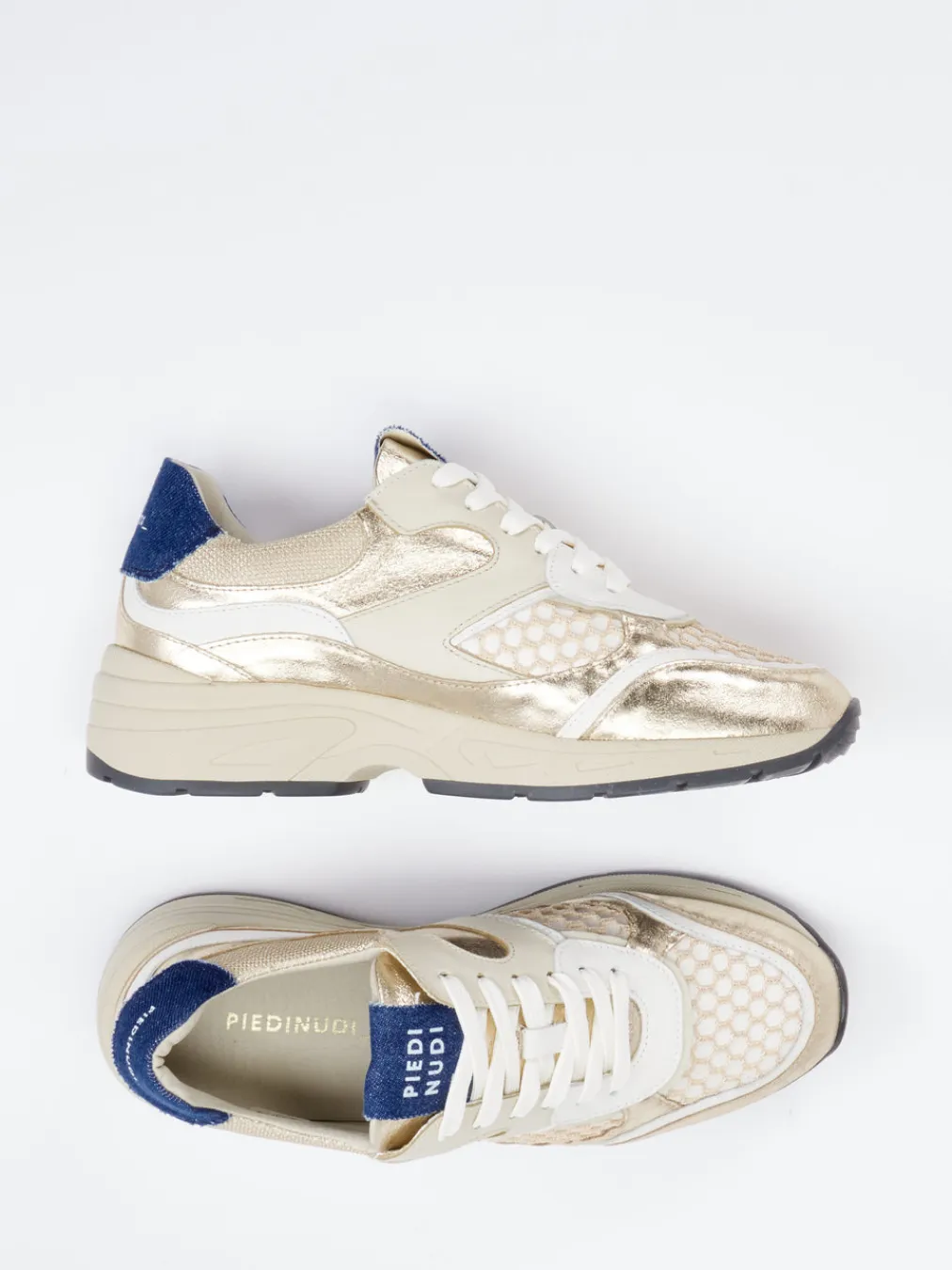 – Sneaker aus Metallicleder und Velours-Piedi Nudi Online